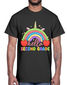 Hello second Grade Unicorn Rainbow 331#- second grade- Cotton Tee