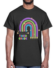 Hello third Grade Pencil Rainbow 347#- third grade- Cotton Tee