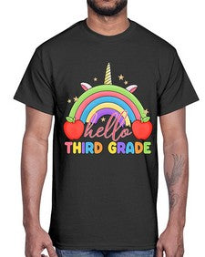 Hello third Grade Unicorn Rainbow 349#- third grade- Cotton Tee