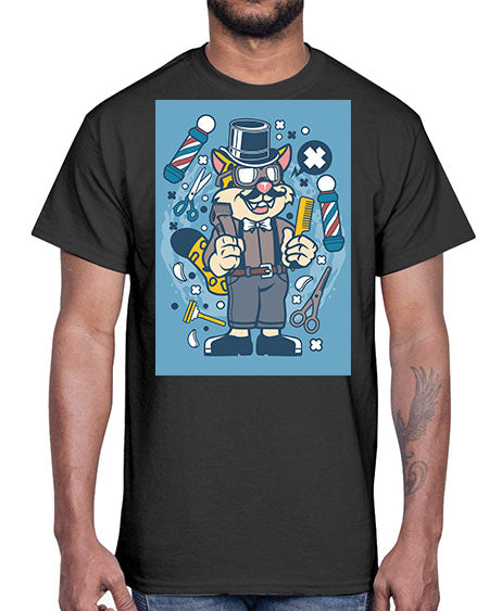 Hipster Barber Leopard835#- barber- Cotton Tee