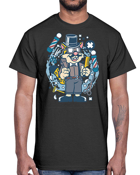Hipster Barber Leopard836#- barber- Cotton Tee