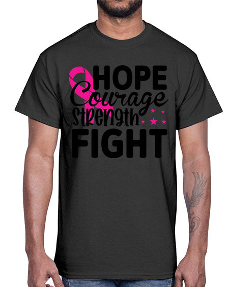 Hope Courage Strength Fight 21#- breast cancer- Cotton Tee
