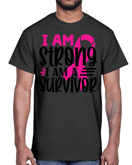 I Am Strong I Am a Survivor 19#- breast cancer- Cotton Tee