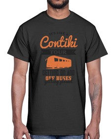 Its like a Contiki tour getting on and off buses getting pissed 3#- bus- Cotton Tee