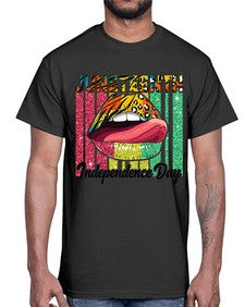 Juneteenth Independence Day Sexy Lip Png 11#- black juneteenth- Cotton Tee