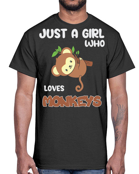 Just a Girl Who Loves 8#- monkey- Cotton Tee