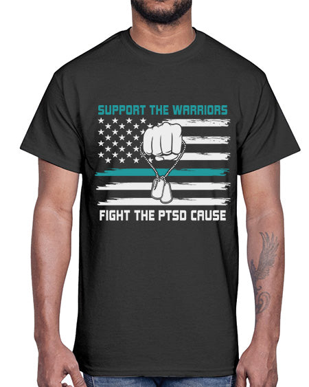 PTSD Awareness Military Teal Ribbon 11#- PTSD- Cotton Tee