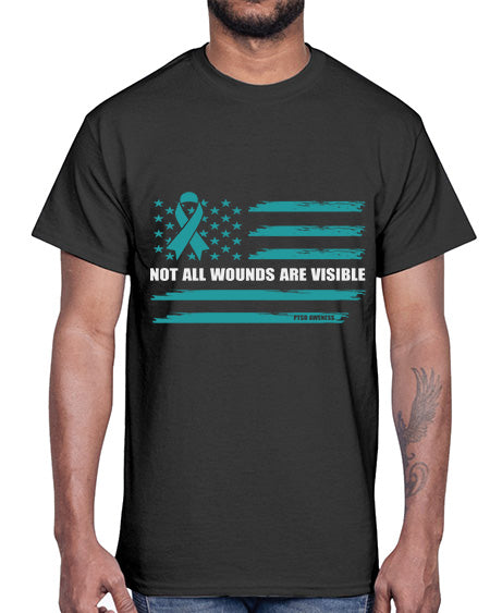 PTSD Awareness Not All Wounds 19#- PTSD- Cotton Tee