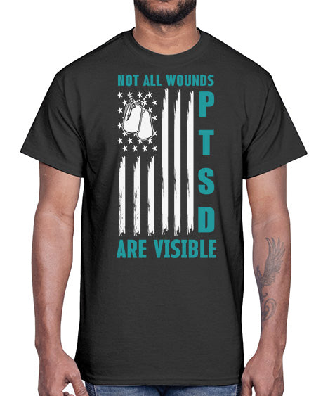 PTSD Awareness Not All Wounds 8#- PTSD- Cotton Tee