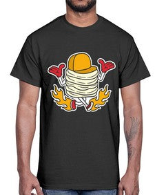Pancake on fire 200#- cartoon food- Cotton Tee