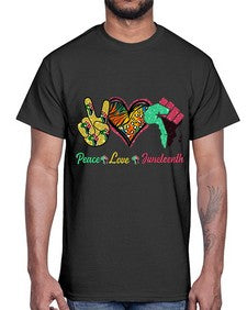 Peace Love Juneteenth Day Fist Png 8#- black juneteenth- Cotton Tee