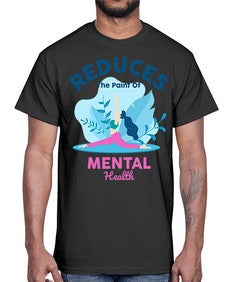 Reduces the Paint of Mental Health 495#- yoga- Cotton Tee