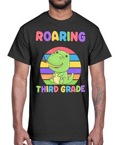 Roaring to third Grade Trex 773#- third grade- Cotton Tee