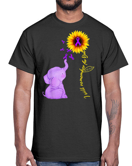 Sunflower Alzheimer Awareness shirt I Will Remember For You 215#- alzheimers- Cotton Tee
