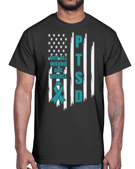 Veteran Not All Wounds Are 5#- PTSD- Cotton Tee