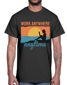 Work Anywhere Anytime 2#- internet- Cotton Tee