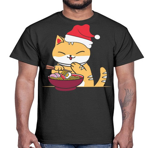 Xmas Kawaii Anime Shiba Inu Eating Ramen 289#- anime- Cotton Tee
