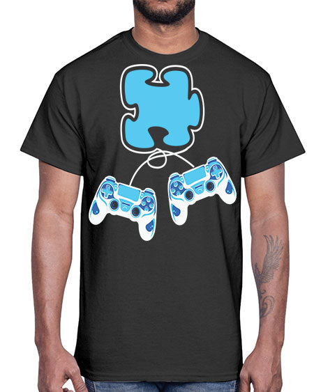 autism awareness gamer puzzle piece 11#- autism- Cotton Tee