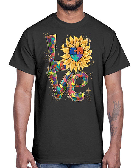 autism love sunflower- autism- Cotton Tee