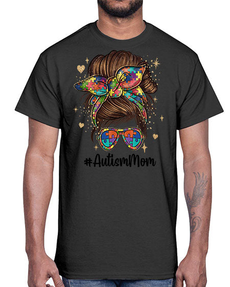 autism mom 3#- autism- Cotton Tee