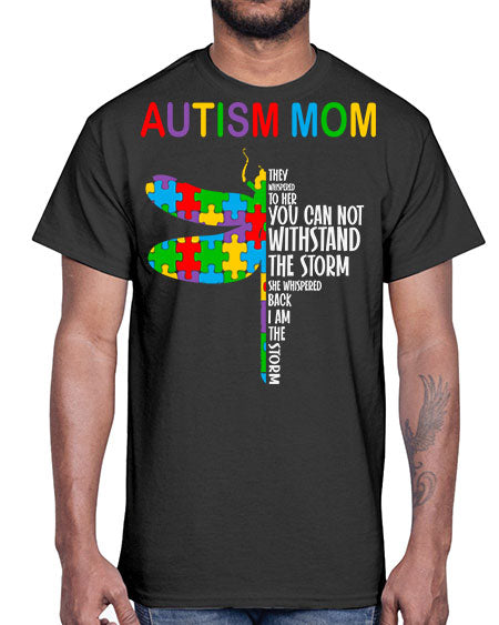 autism mom dragonfly puzzle pieces 47#- autism- Cotton Tee