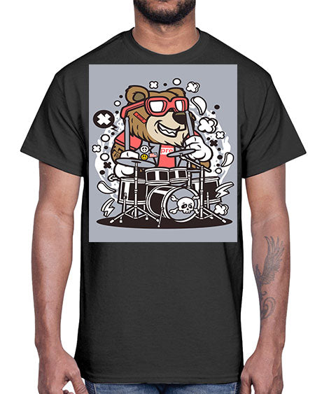 bear drummer 33#- bears - animals- Cotton Tee