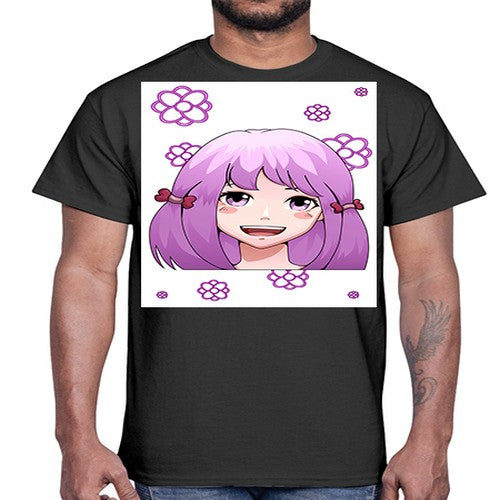 cute ponytails purple hair girl 63#- anime- Cotton Tee