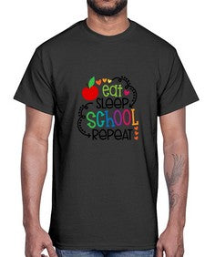 eat sleep school repeat 45#- general school- Cotton Tee