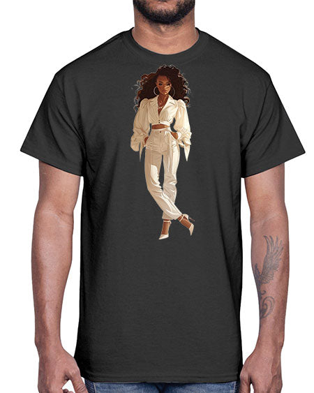 fashion girl in white 78#-  fashion- Cotton Tee