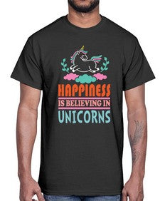 happiness is believing in unicorns 152#- unicorn- Cotton Tee