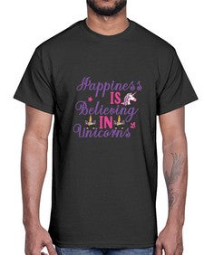 happiness is believing in unicorns 155#- unicorn- Cotton Tee