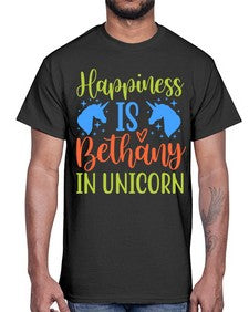 happiness is bethany in unicorn 165#- unicorn- Cotton Tee