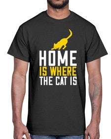home is where the cat is Style 49#- cats- Cotton Tee