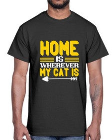 home is wherever my cat is Style 50#- cats- Cotton Tee