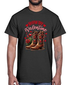 howdy valentine cowgirl boots 538#- western- Cotton Tee