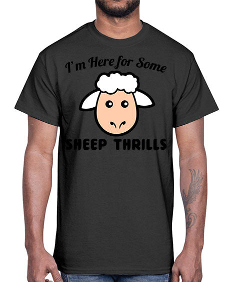 im here for some sheep thrills- sheep- Cotton Tee