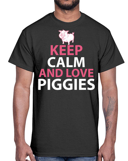 keep calm and love piggies Style 47#- pig- Cotton Tee