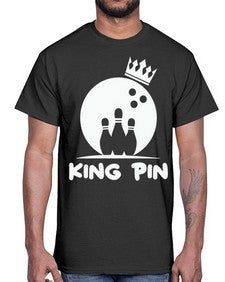 king pin bowling couples 712#- bowling- Cotton Tee