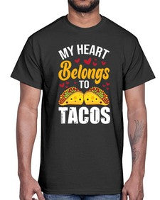 my heart belongs to tacos 1423#- tacos- Cotton Tee