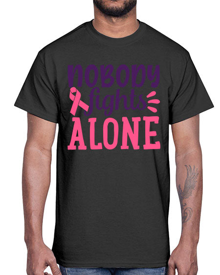 nobody fights alone Style 6#- breast cancer- Cotton Tee