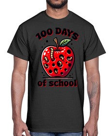 one hundred Days of School Apple 572#- one hundred days- Cotton Tee