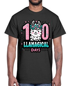 one hundred Llamagical Days 592#- one hundred days- Cotton Tee