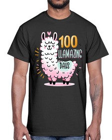 one hundredth Day of School Llama 599#- one hundred days- Cotton Tee