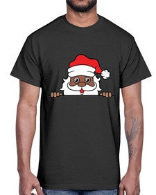peekaboo black santa 19#- black boys or men- Cotton Tee