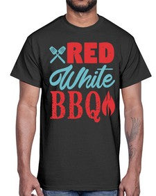 red white bbq 374#- bbq- Cotton Tee