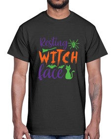 resting witch face 25#- witch- Cotton Tee