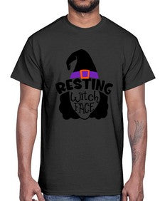 resting witch face 27#- witch- Cotton Tee
