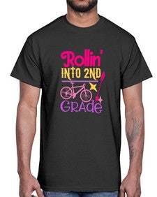 rollin into second grade 783#- second grade- Cotton Tee