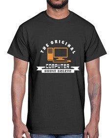 the original computer print delete 12#- computer- Cotton Tee