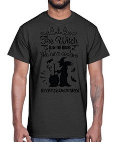 the witch is in the house sign 20#- witch- Cotton Tee